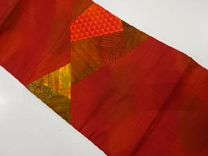 手織り紬　切りばめ　古典柄織り出し　名古屋帯